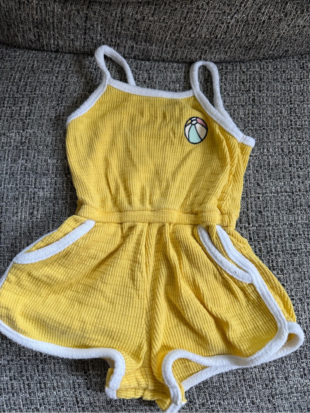 Old Navy Yellow Terry Knit Tank Romper with Contrast Trim